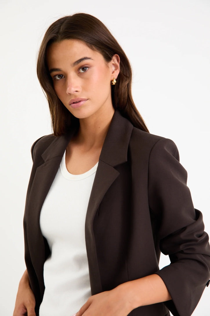 Diploma Dark Chocolate Two Button Vent Sleeve Blazer