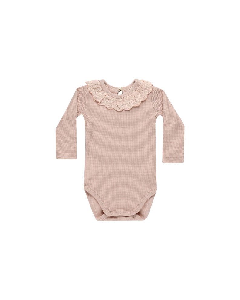 Ruffle Collar bodysuit || Blush