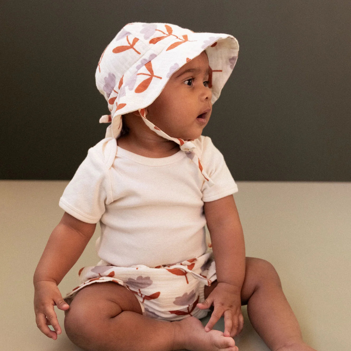 Muslin sunhat - Fleurette print