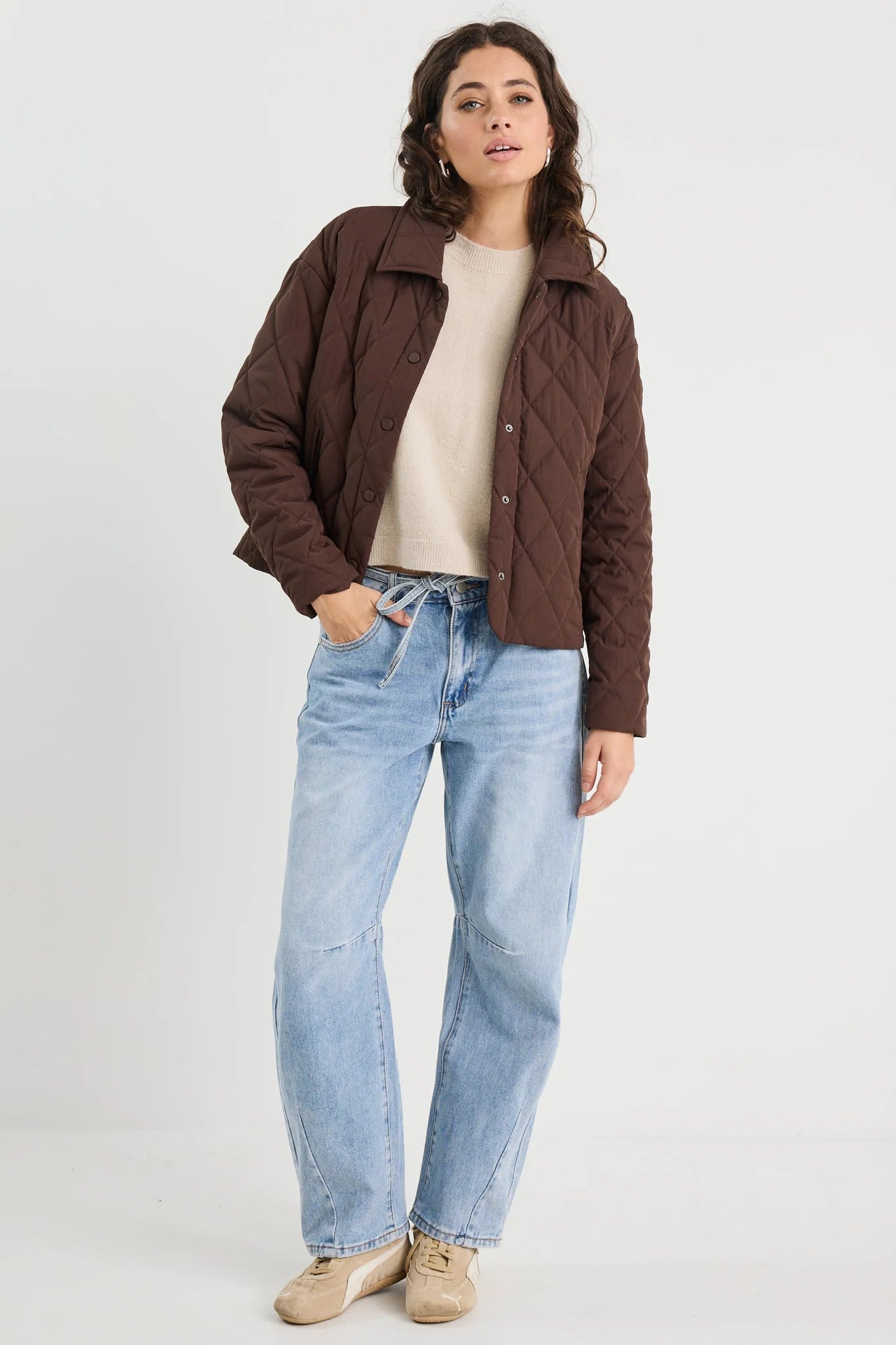 Absolute Chocolate Collared Quilted Jacket