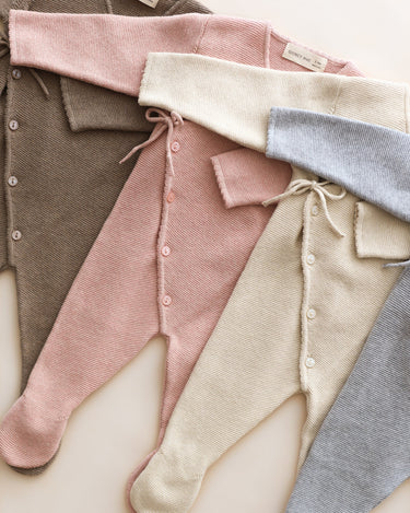 Wrap Knit Footie || Heathered Rose