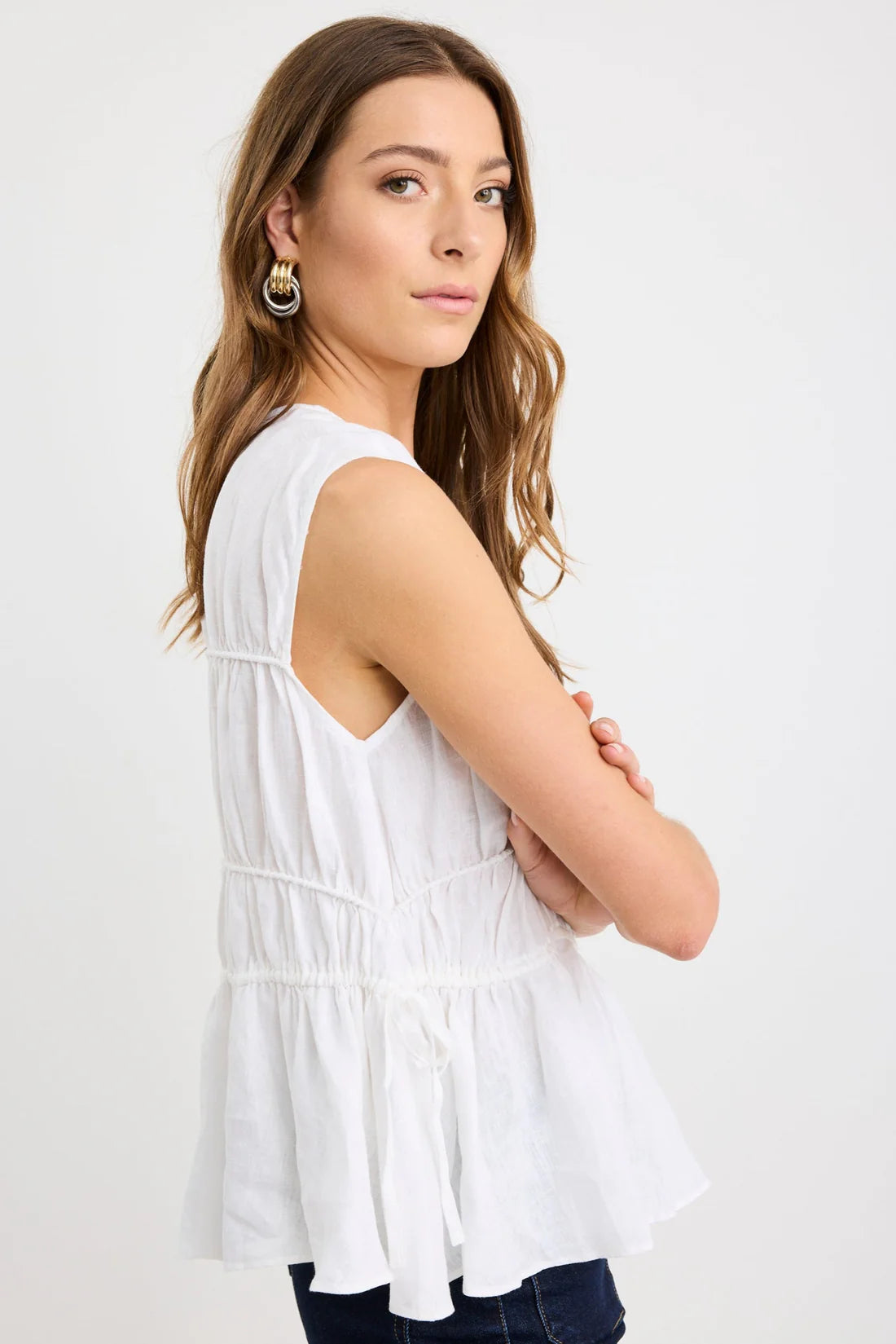 Context Ivory Linen Relaxed Sleeveless Top
