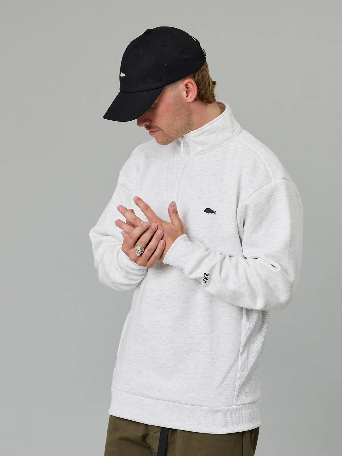 STAMP COASTAL 1/4 ZIP - SILVER MARLE