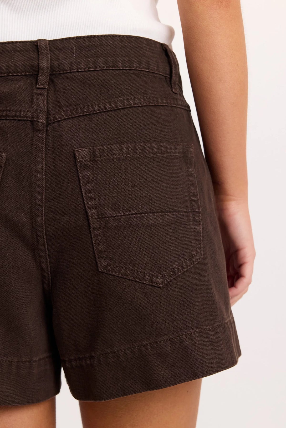 Kindly Dark Chocolate Pocket Front Denim Short