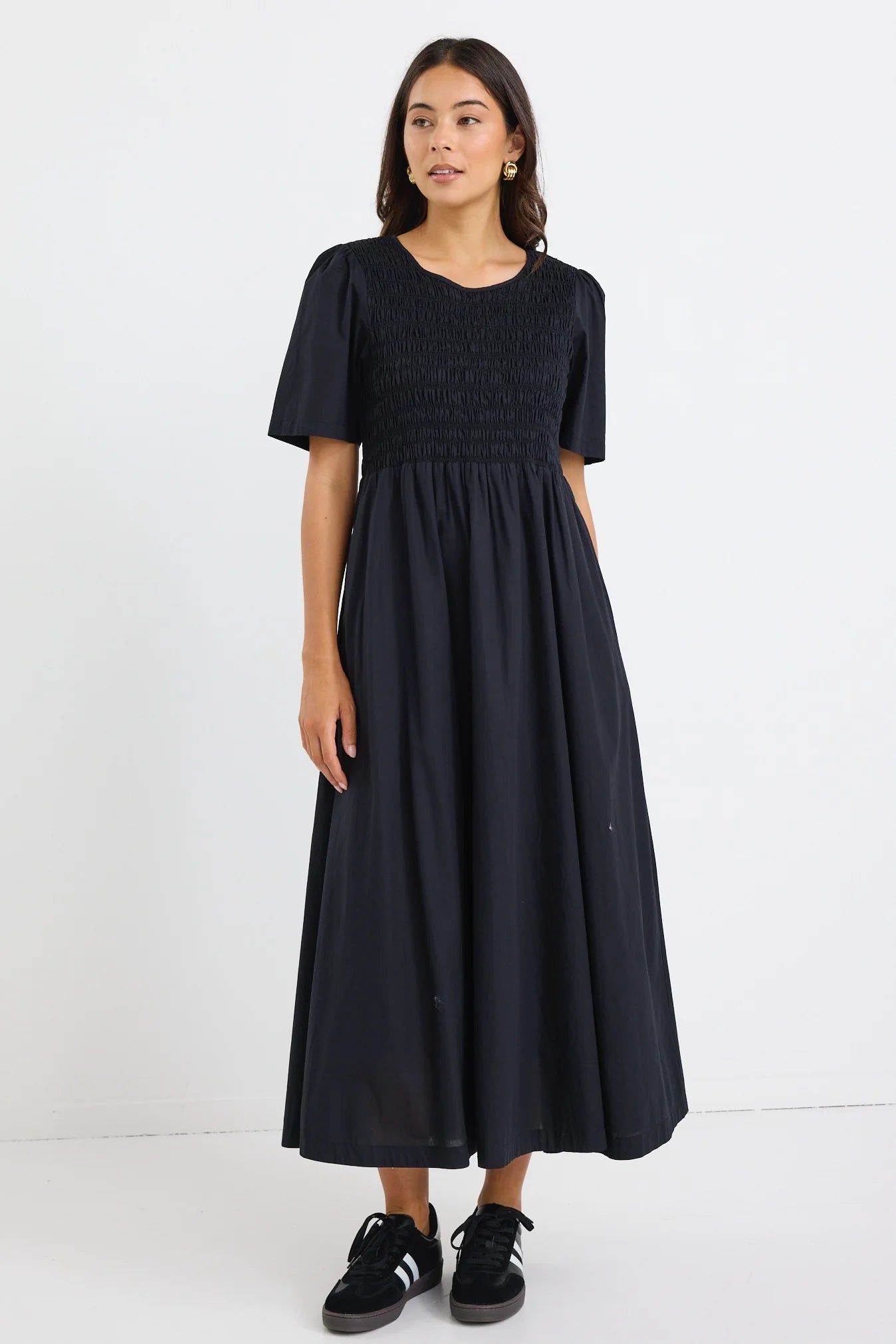 Wren Midi Dress - Black Linen