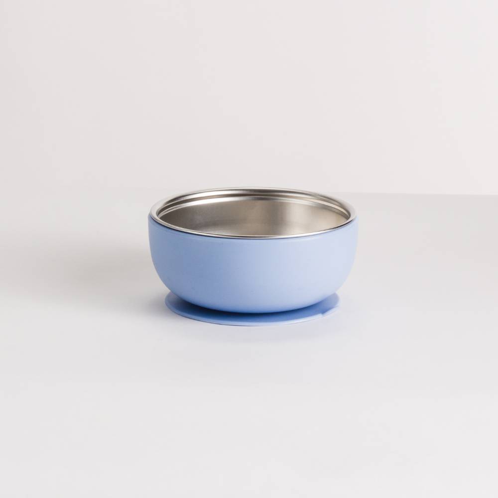 Nestling Stainless Steel Suction Bowl - Dusty Blue