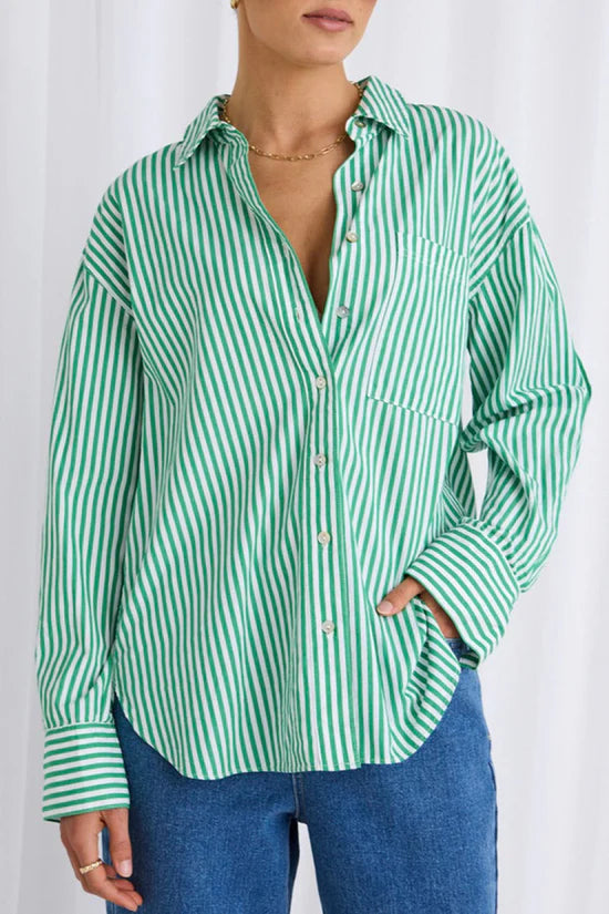 You got this stripe oversized shirt - Green