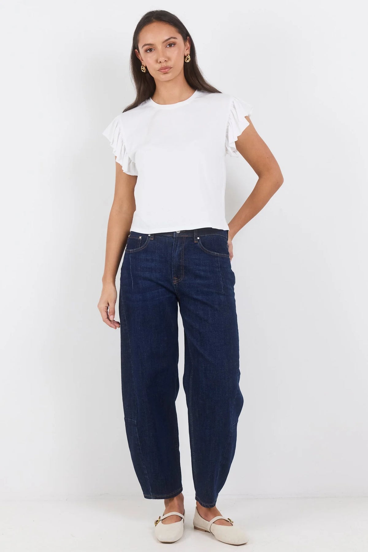 Hover Ivory Flutter Sleeve Tee