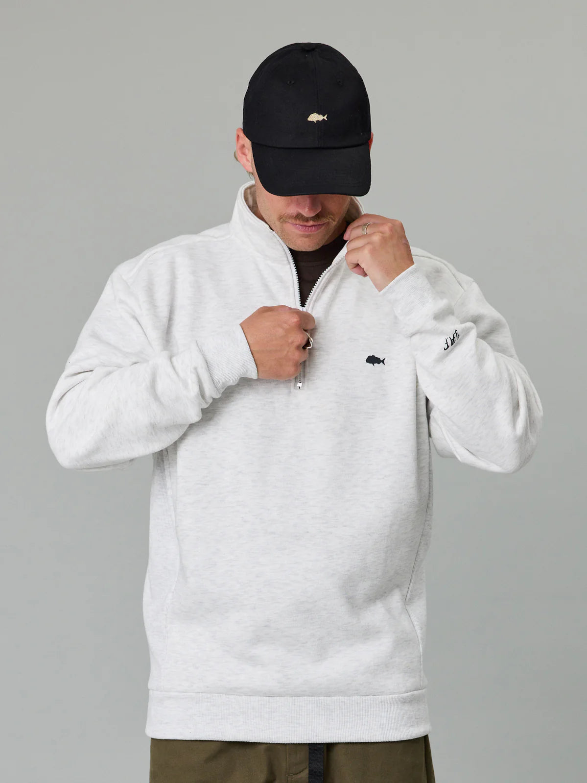 STAMP COASTAL 1/4 ZIP - SILVER MARLE