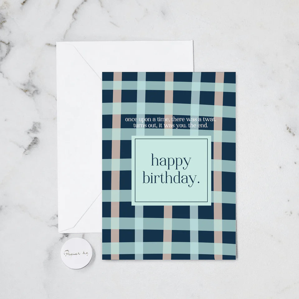 HB BLUE GINGHAM GREETING CARD