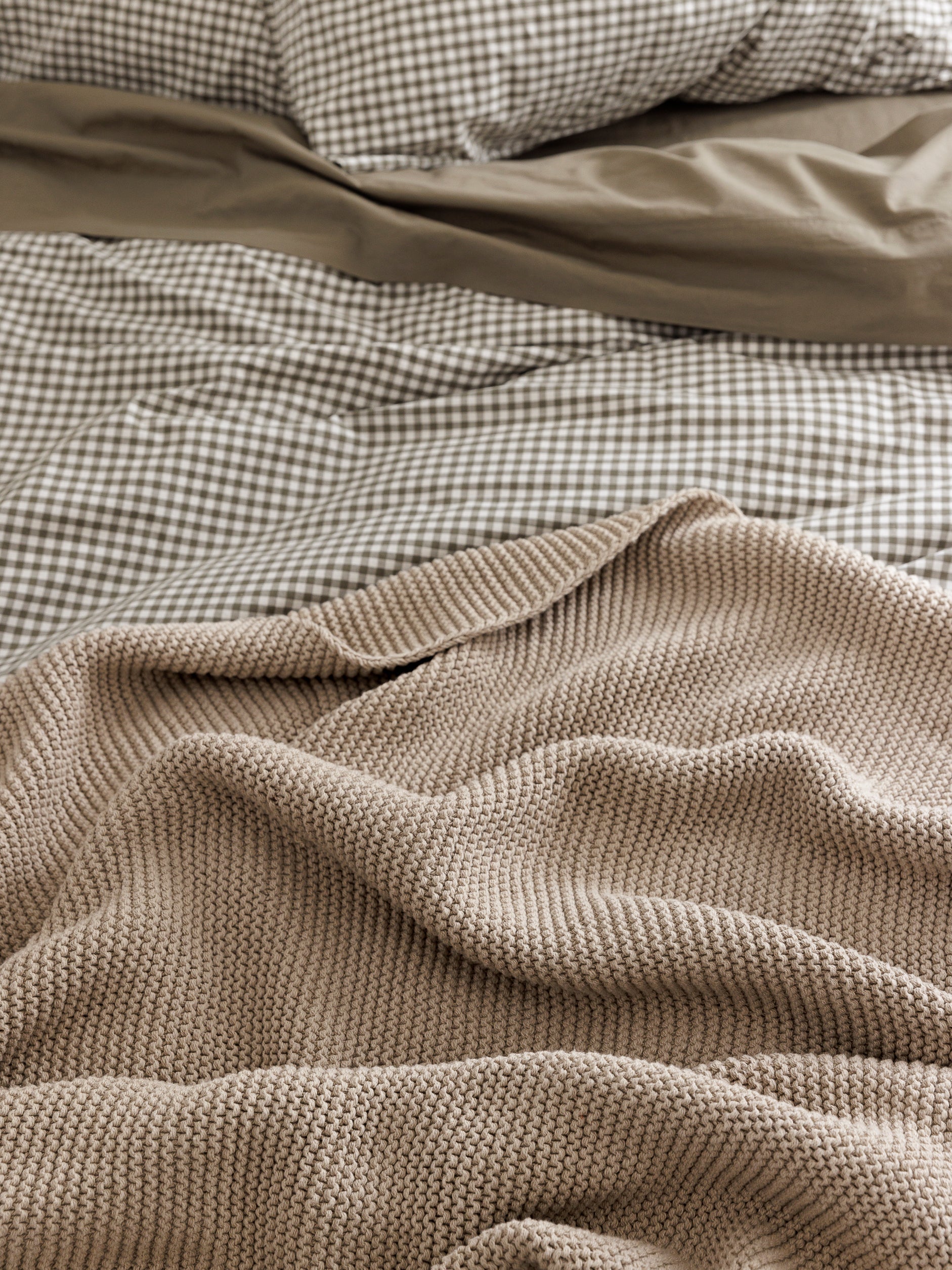 Purl Knit Throw - Beige