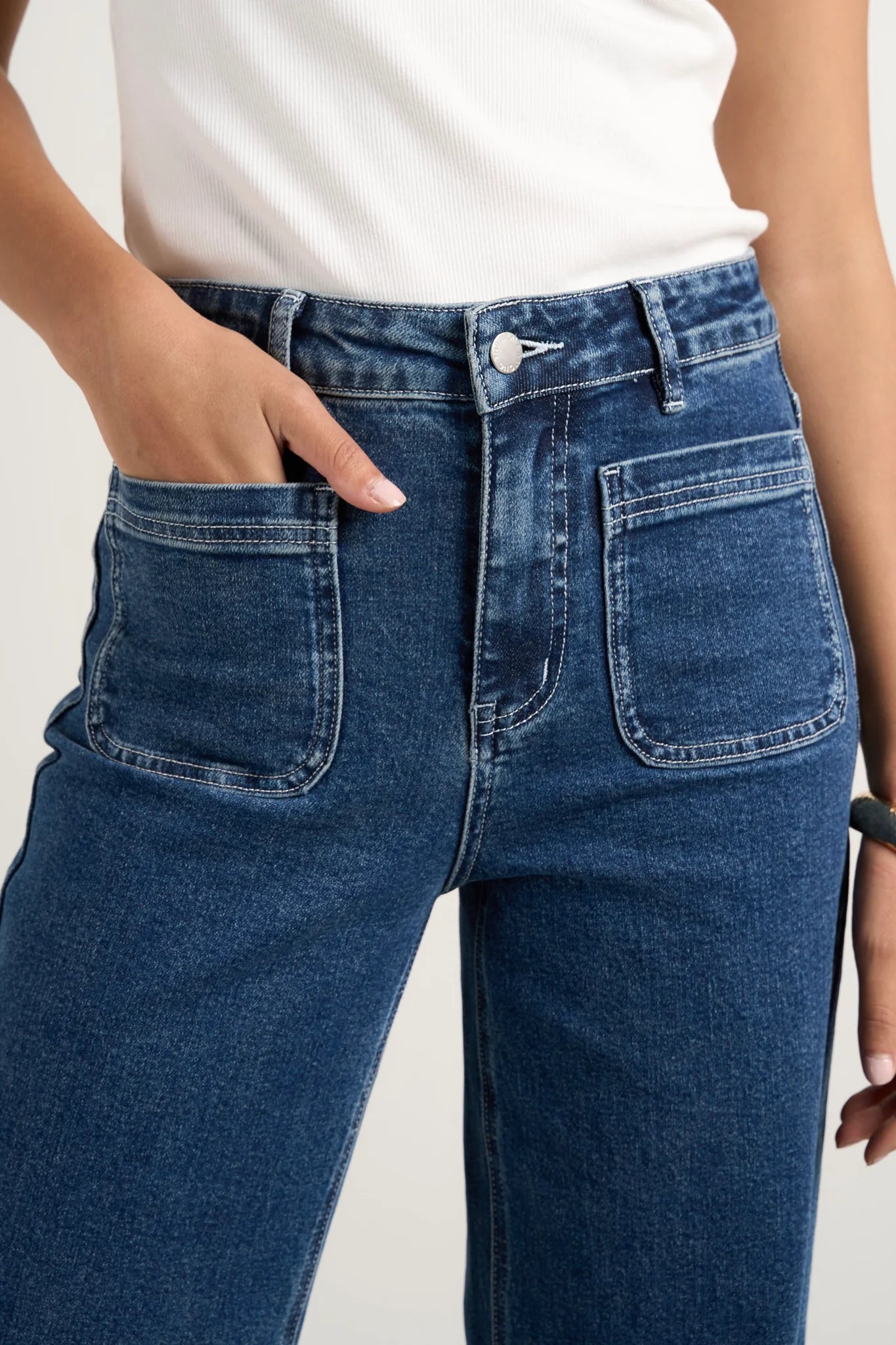 Zoey Mineral Blue High Rise Wide Leg Pocket Jean
