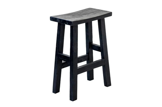 Rustico Reclaimed Teak Bar Stool - Black