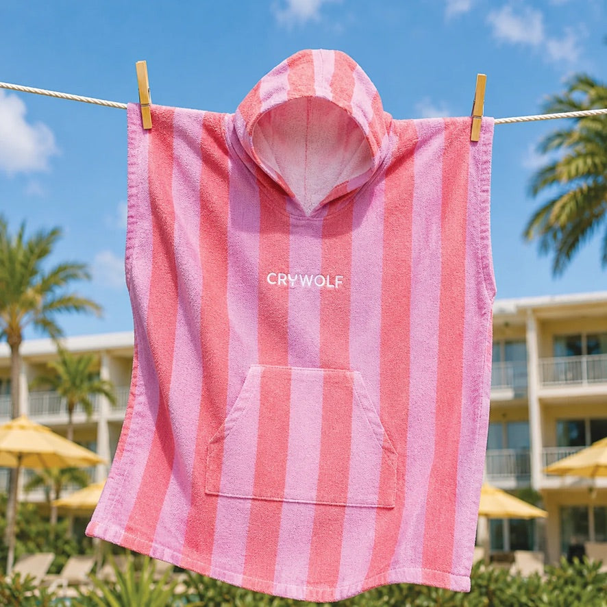 Hooded towel - Flamingo stripe