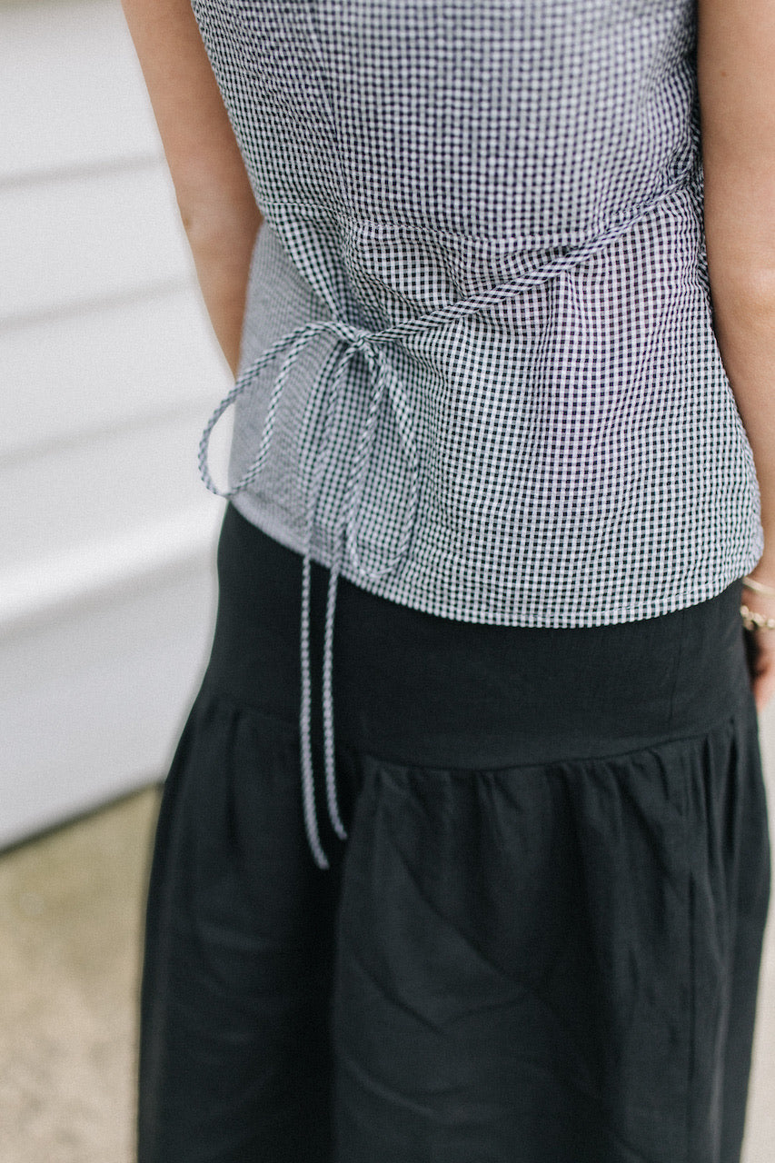 Claudia top - black/white gingham