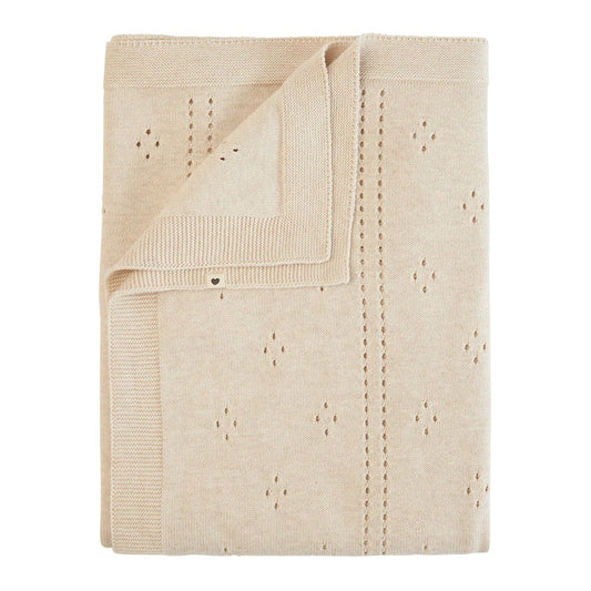 Knitted Blanket Pointelle - Ivory