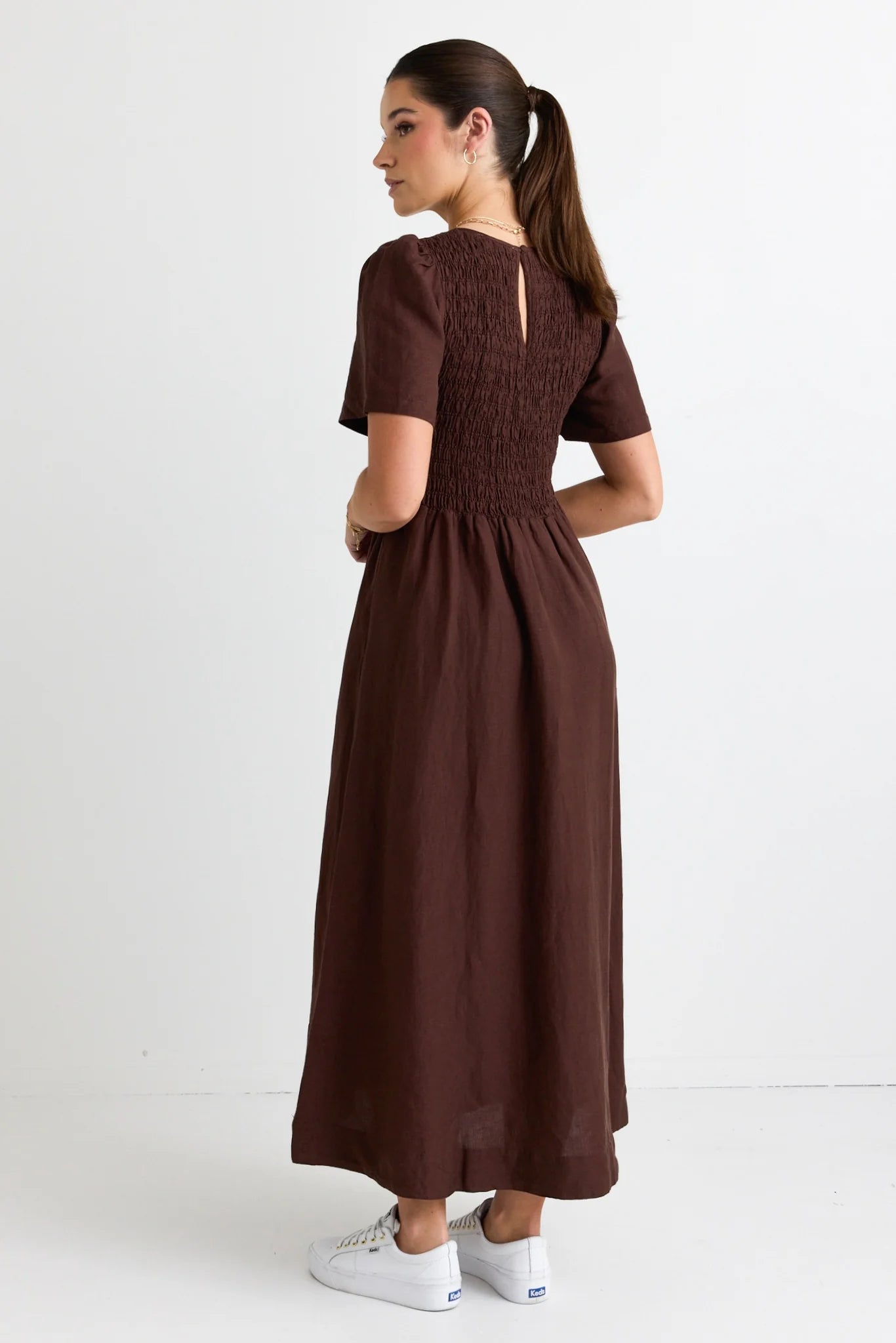 Wren  Midi Dress - Chocolate Linen Blend