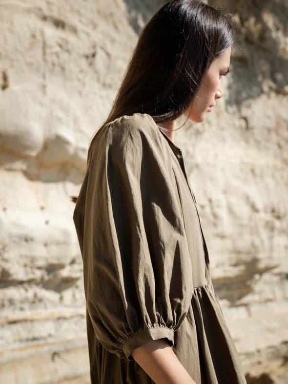 Cotton Midi Dress - Forest