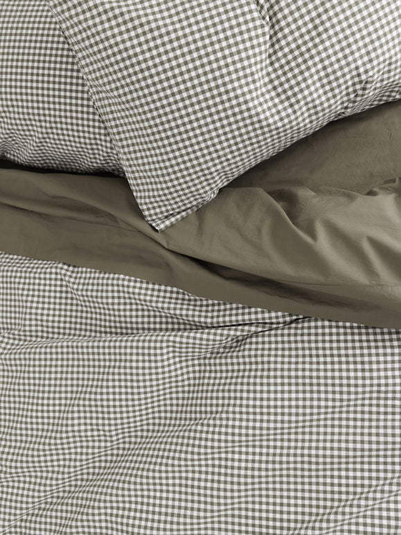 Gingham Organic Cotton Euro Pillowcase - Olive