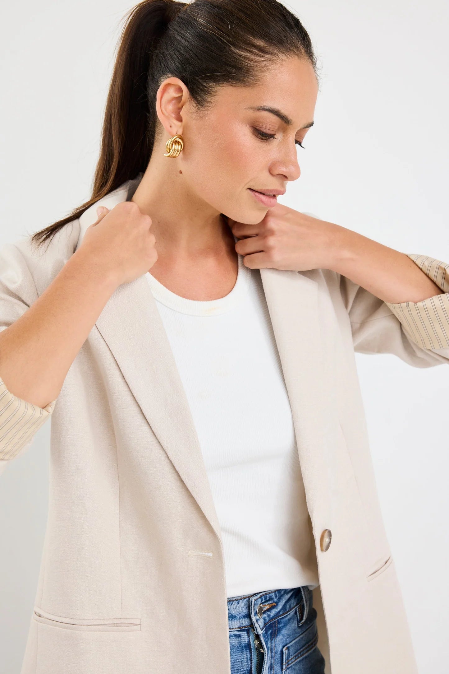 Atlantic Taupe Lyocell Cotton Classic Blazer
