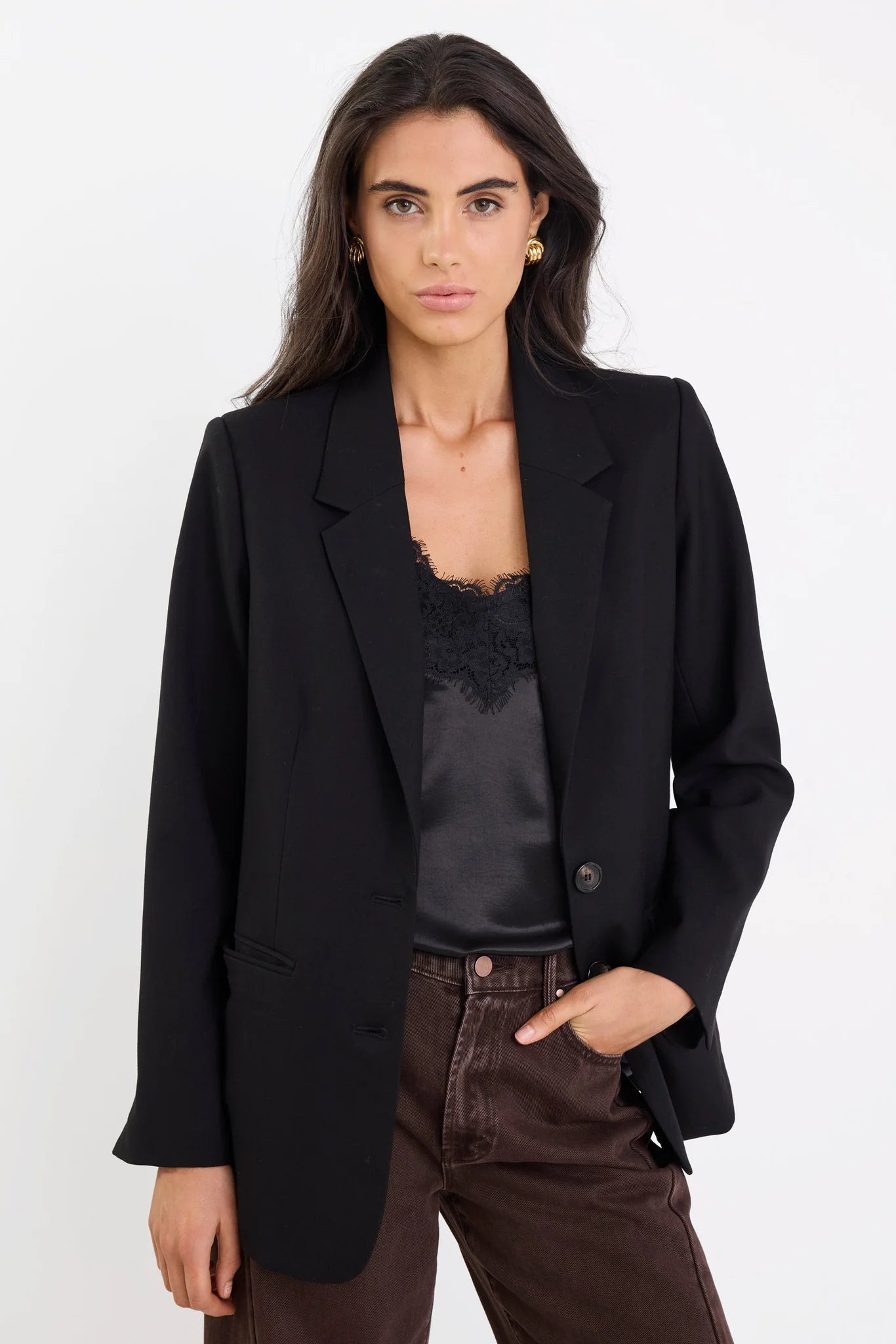 Diploma Black Two Button Vent Sleeve Blazer