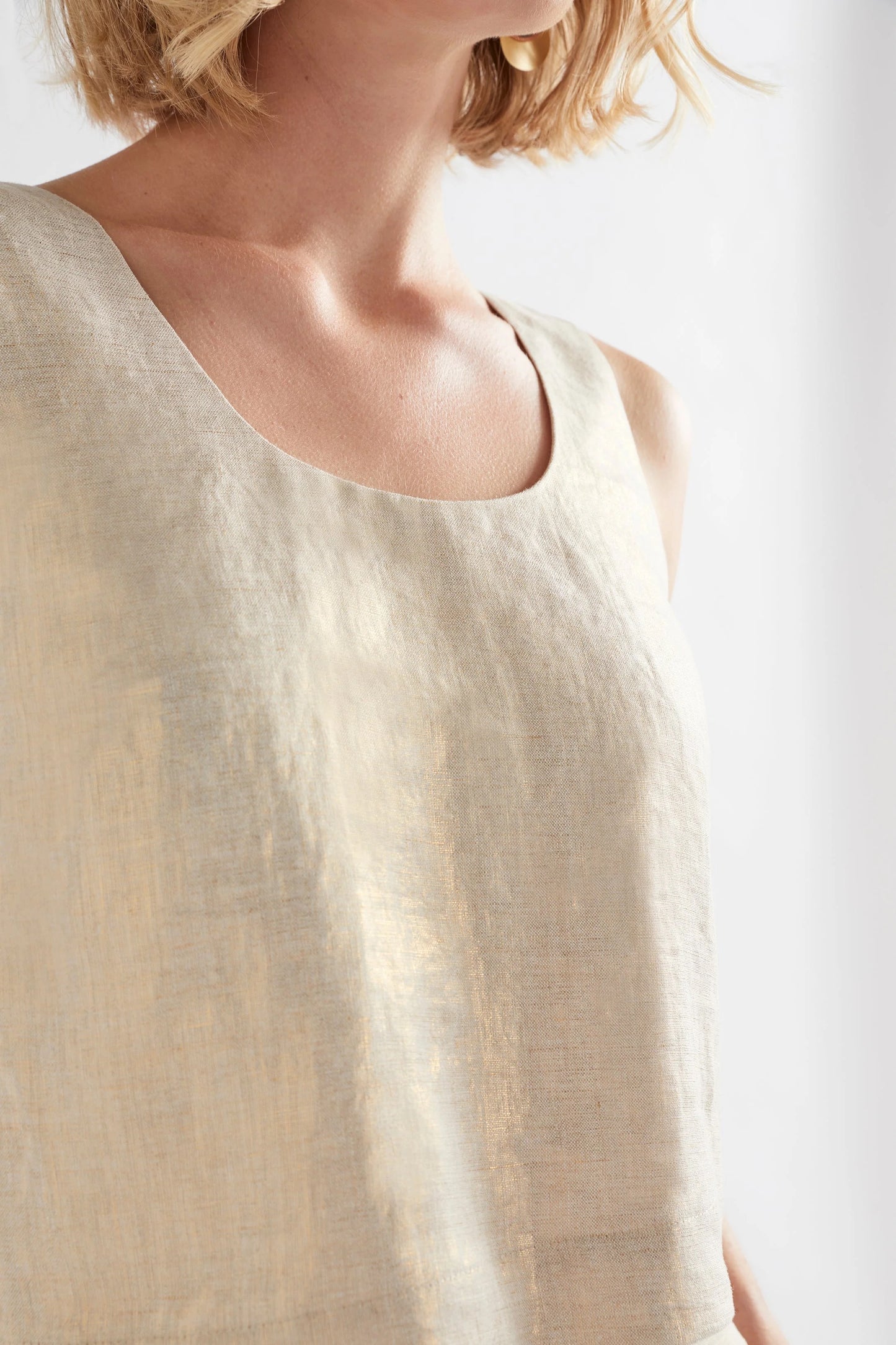 Metalen Tank in Gold Linen