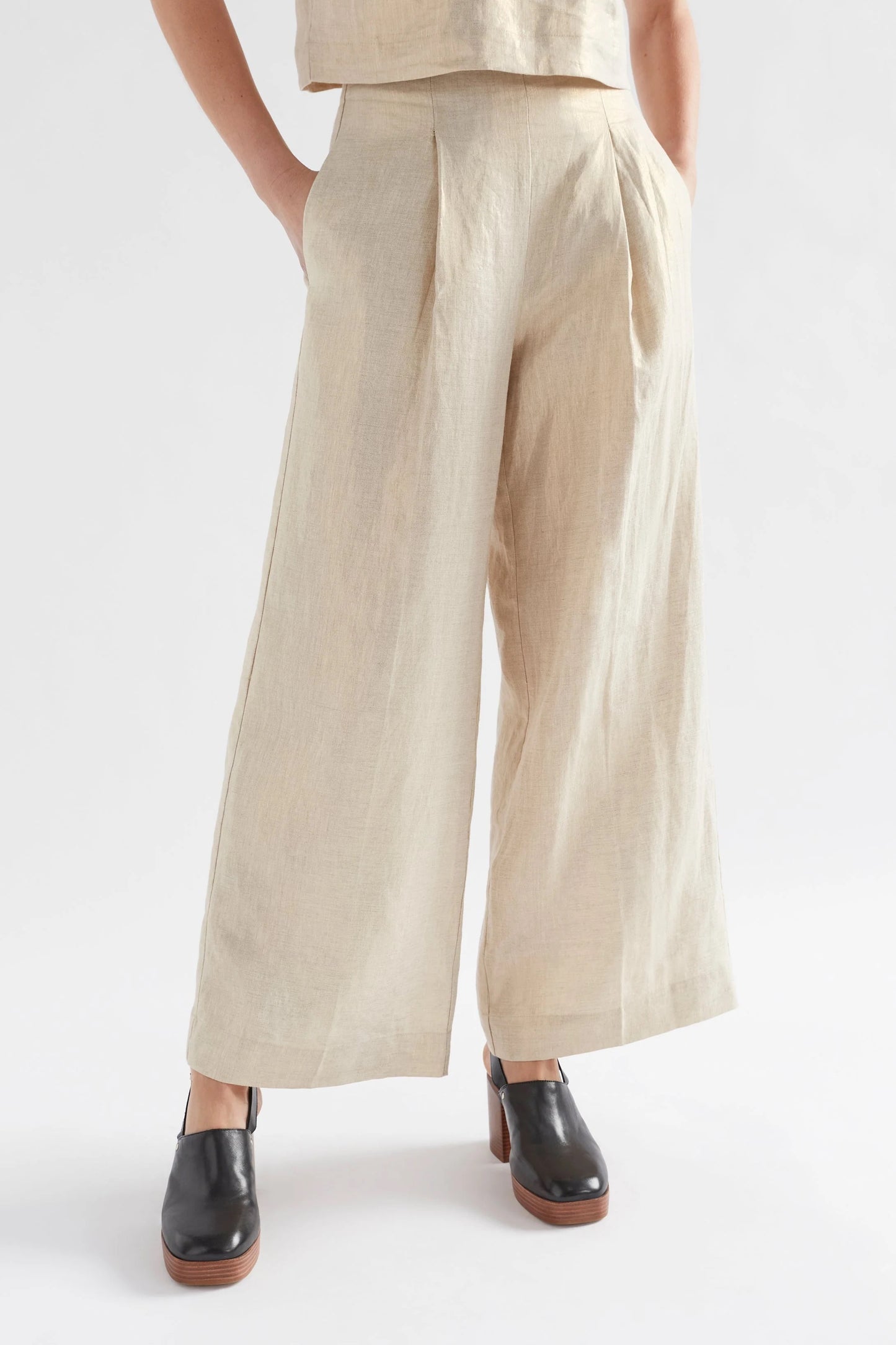 Metalen Pant in Gold Linen