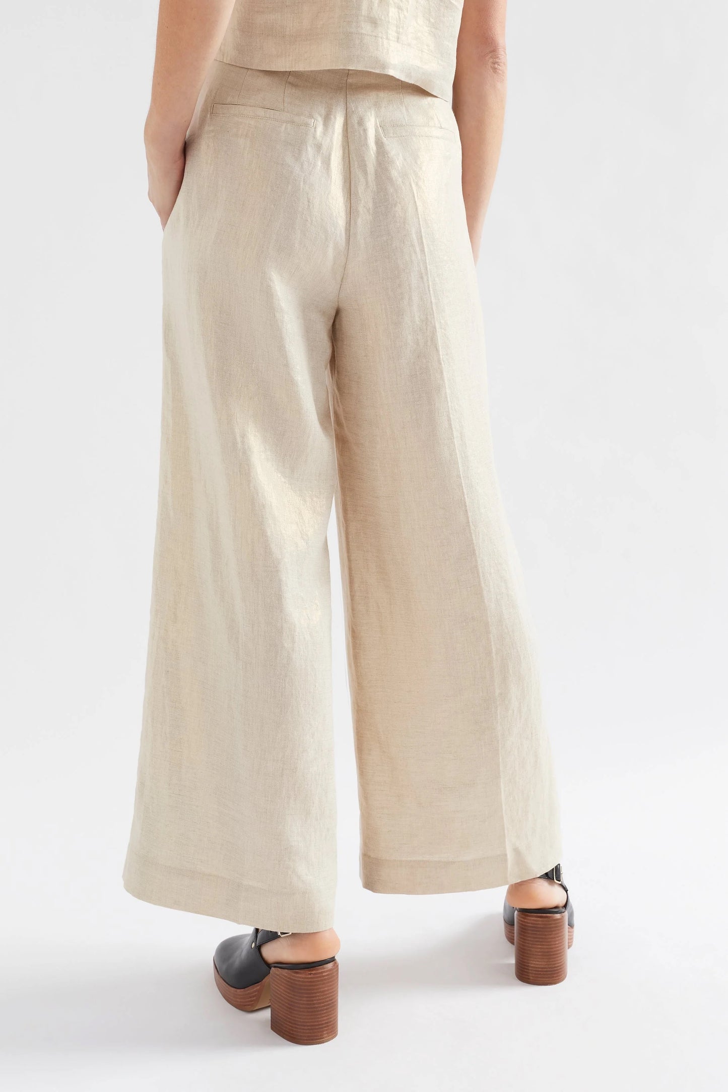 Metalen Pant in Gold Linen