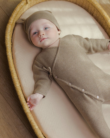 Wrap Knit Footie || Heathered Mocha