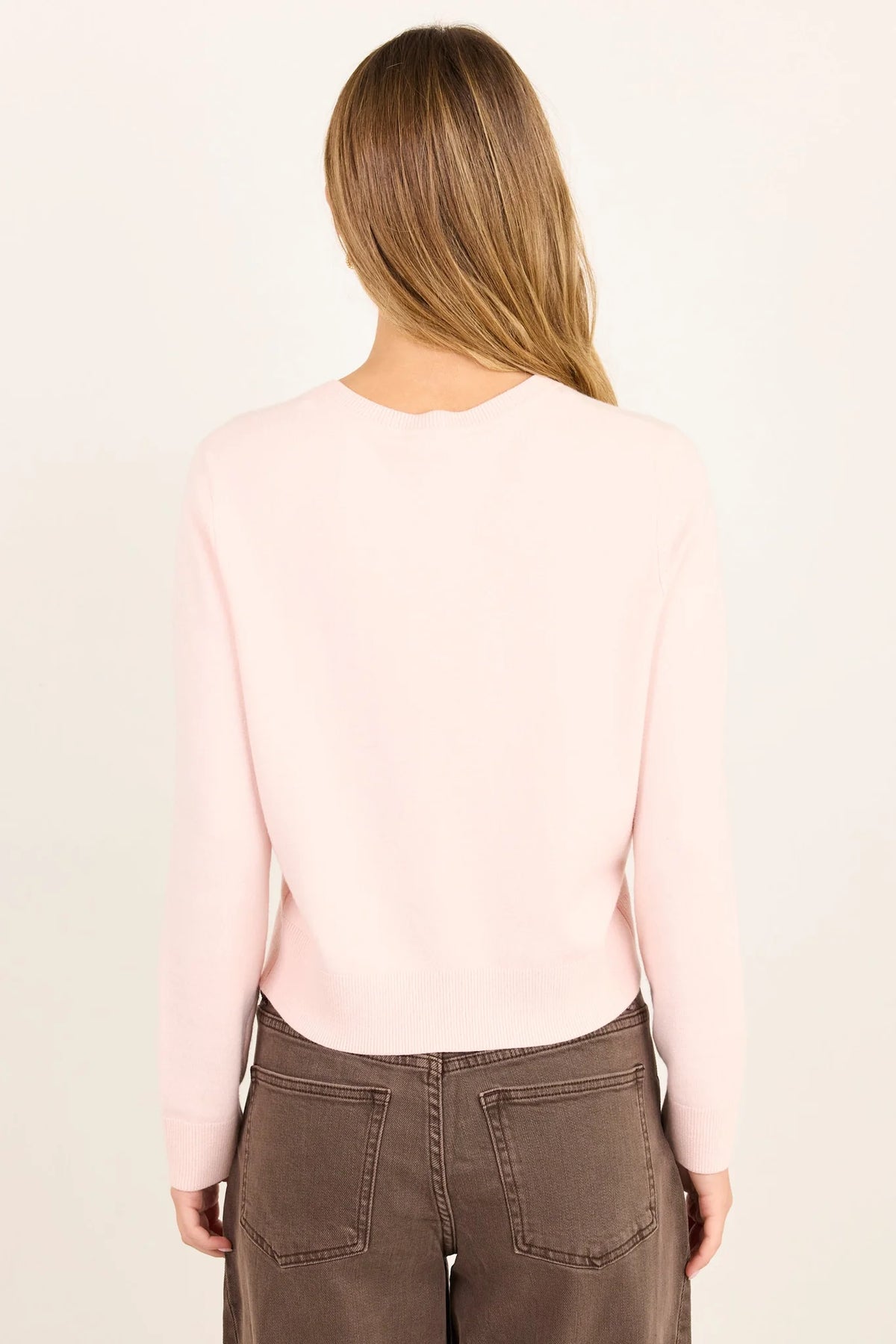 Autograph Blush Soft Fine Gauge Crewneck Cardigan