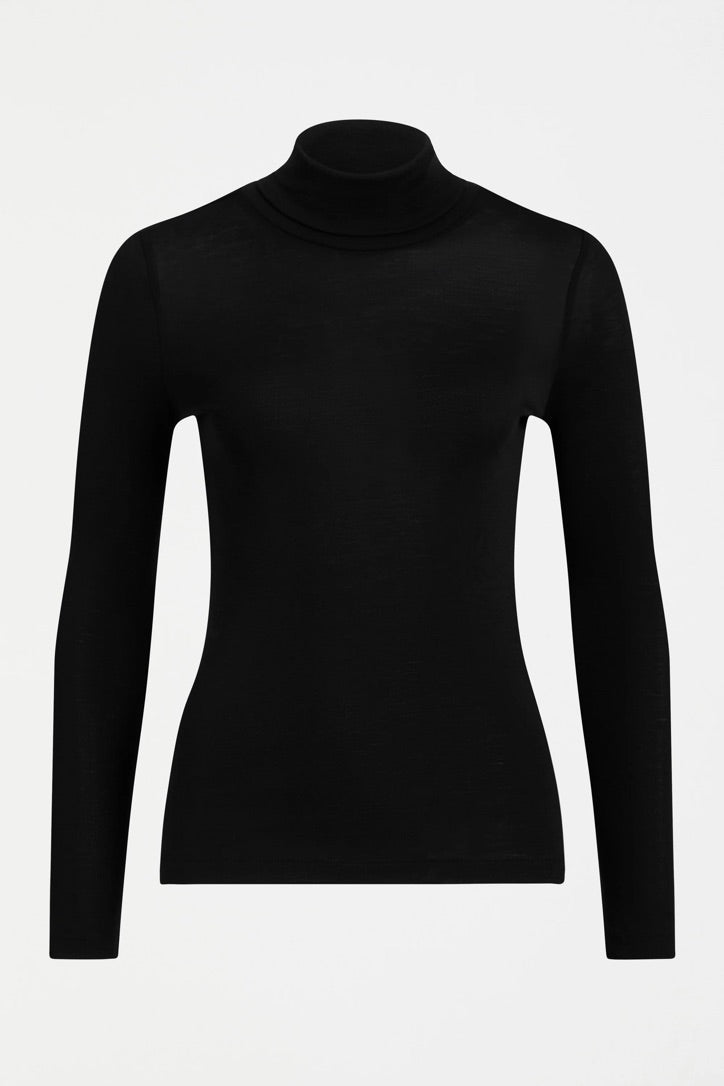 MERINO LONG SLEEVE SKIVVY - Black
