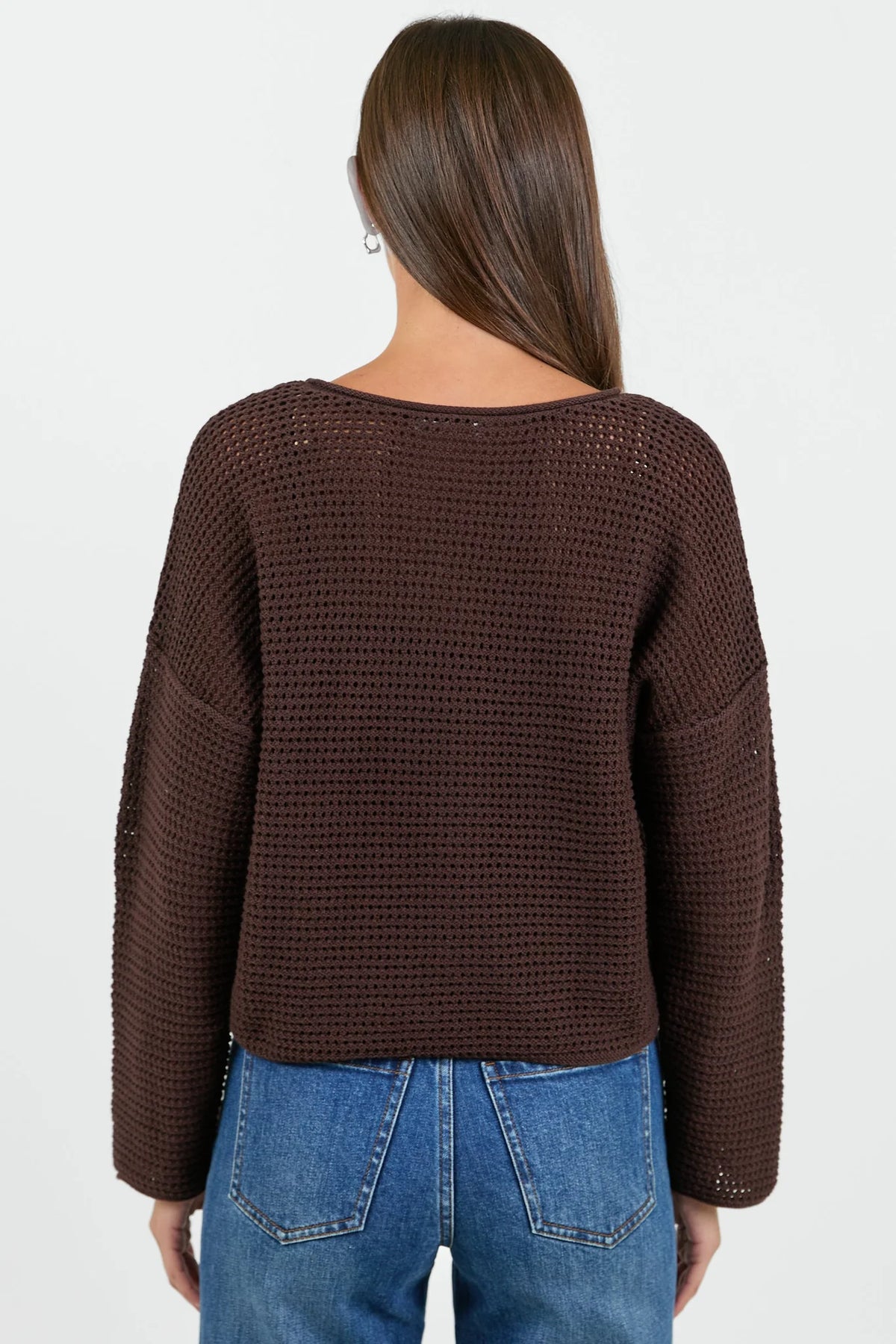 Dawn Dark Chocolate Crochet Knit Jumper