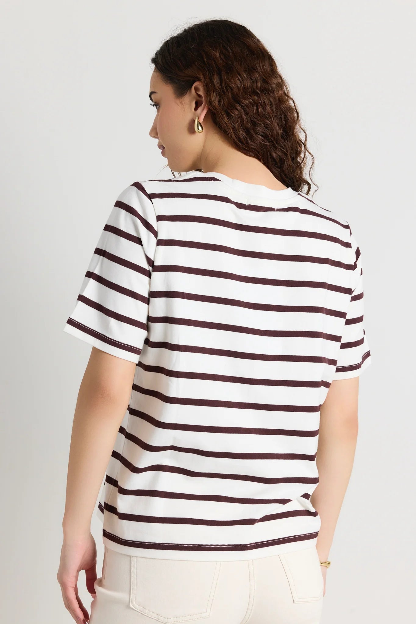 Binding Chocolate & White Stripe Boxy Fit Tee