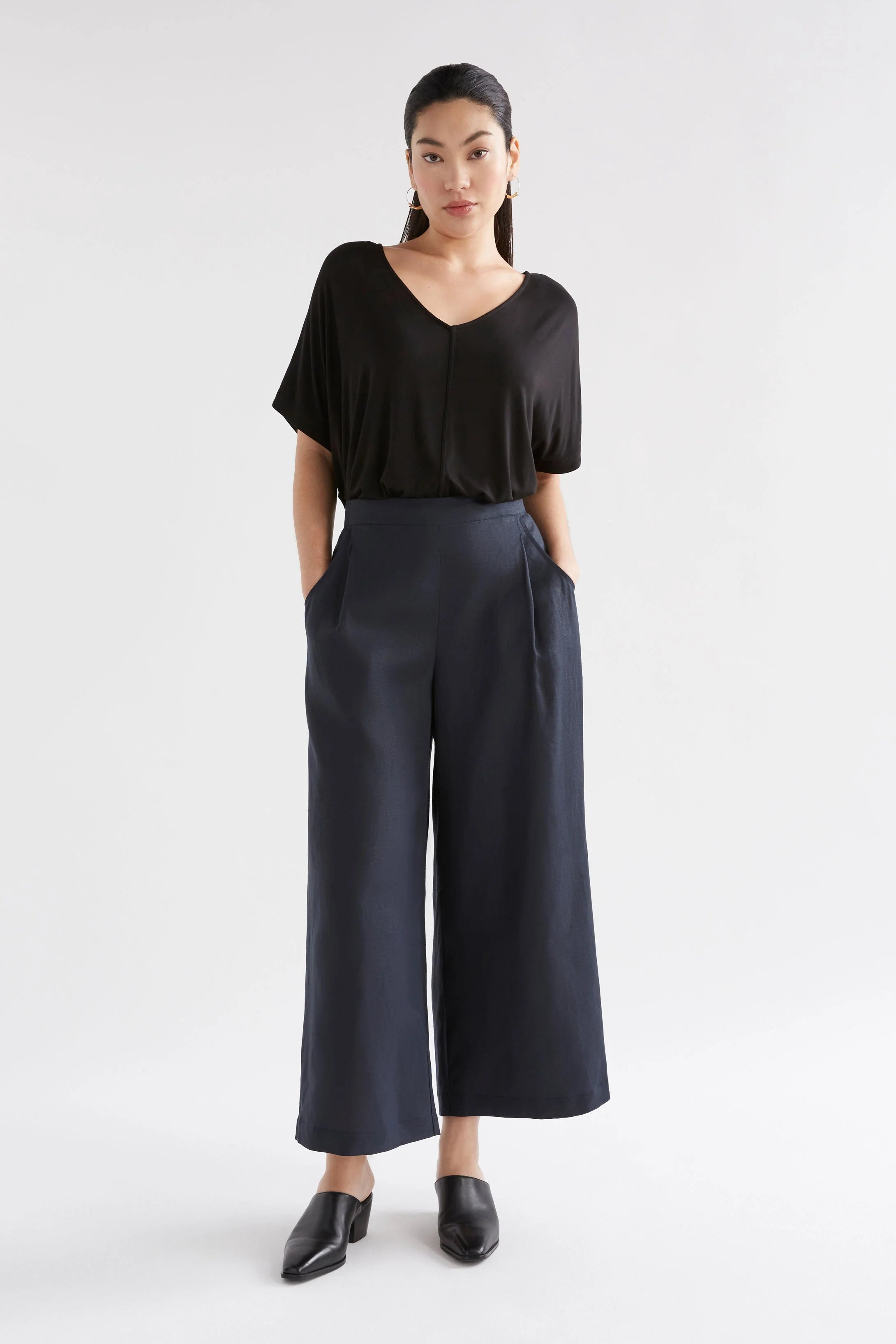 ILONA LIGHT LINEN PANT - Space blue