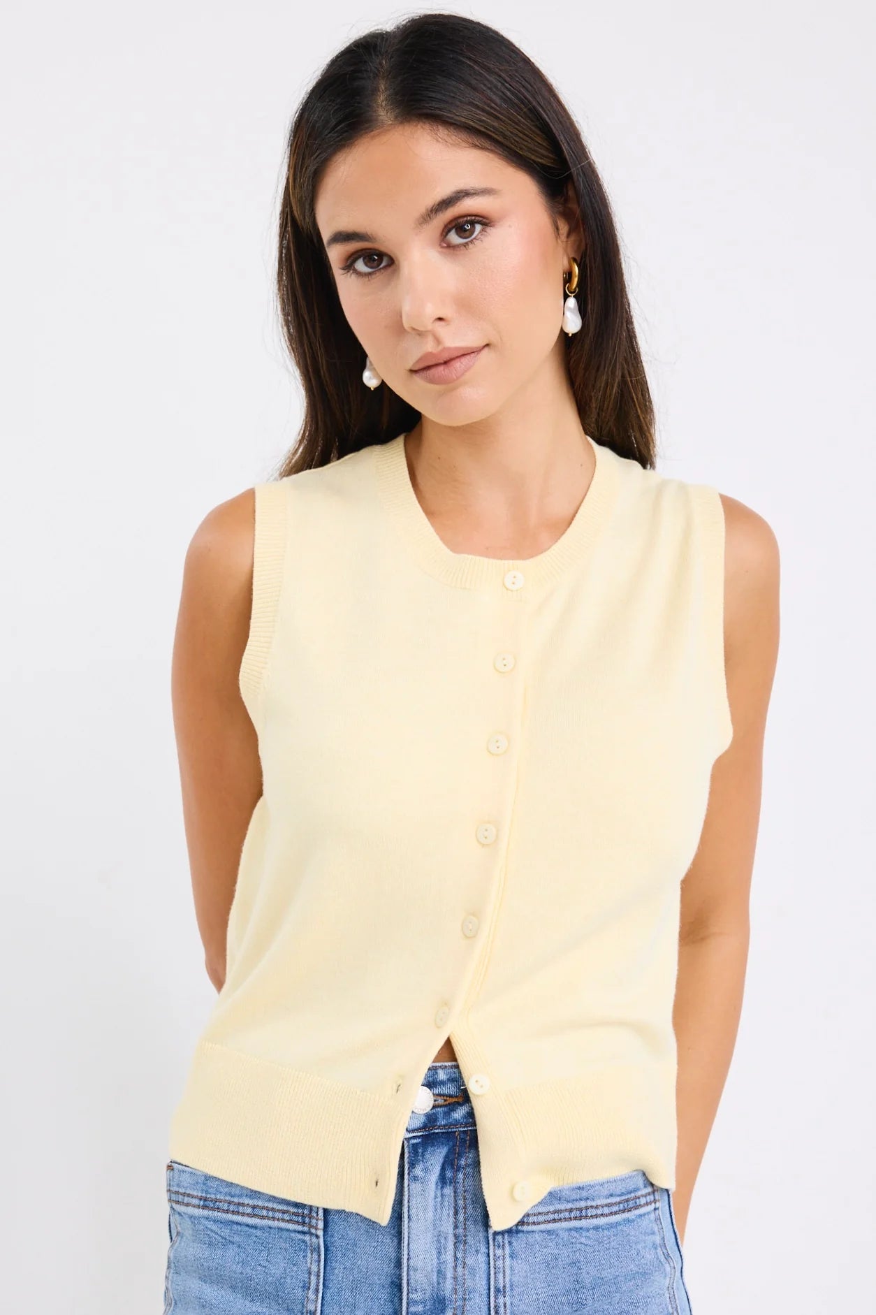 Alleyway Butter Lightweight Soft Knit Crewneck Vest Top