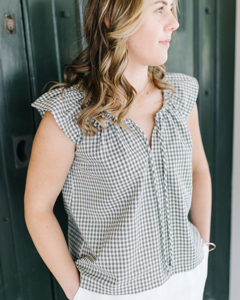 Karli Top - Sage Gingham