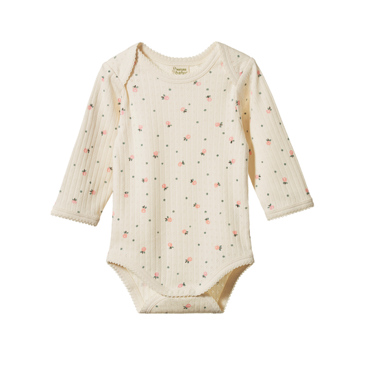 Pointelle long sleeve bodysuit - POSEY BLOSSOM PRINT