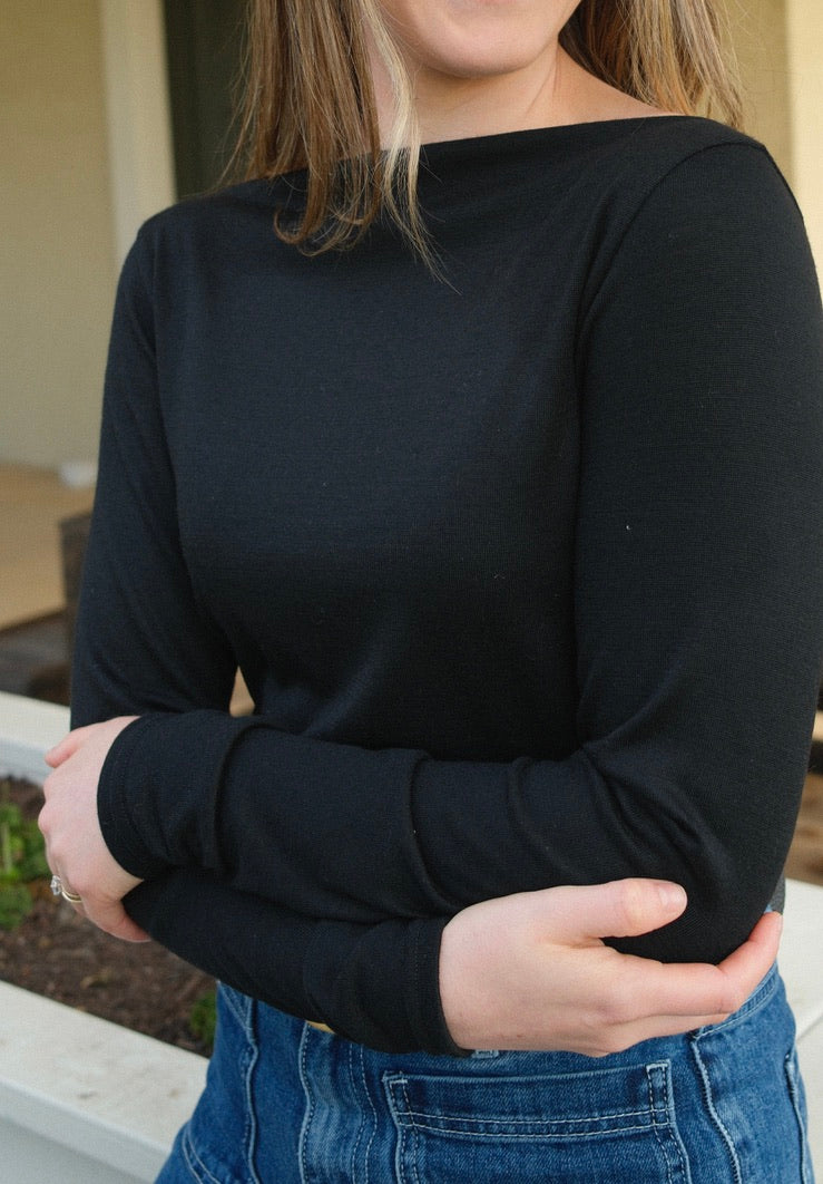 Marlow top - Black 100% merino