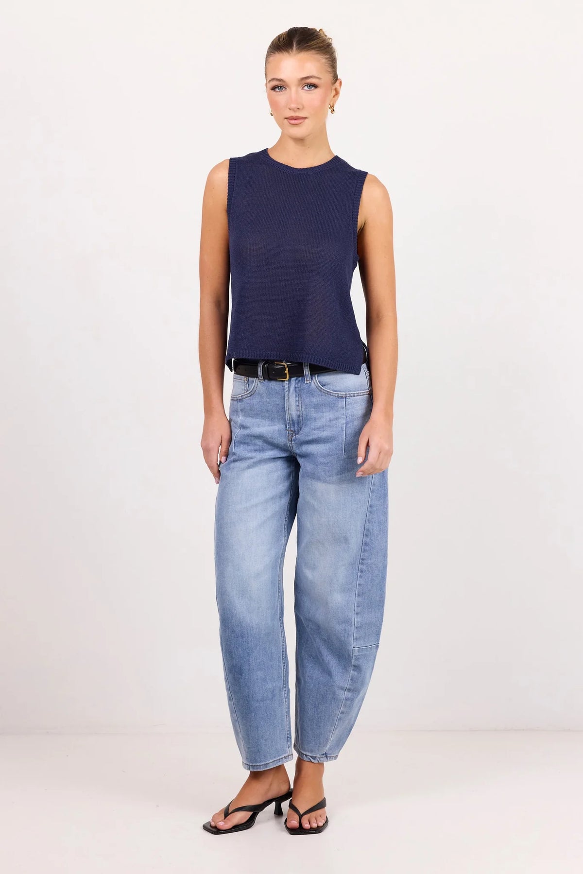 Salute Navy Relaxed Sleeveless Knit Top