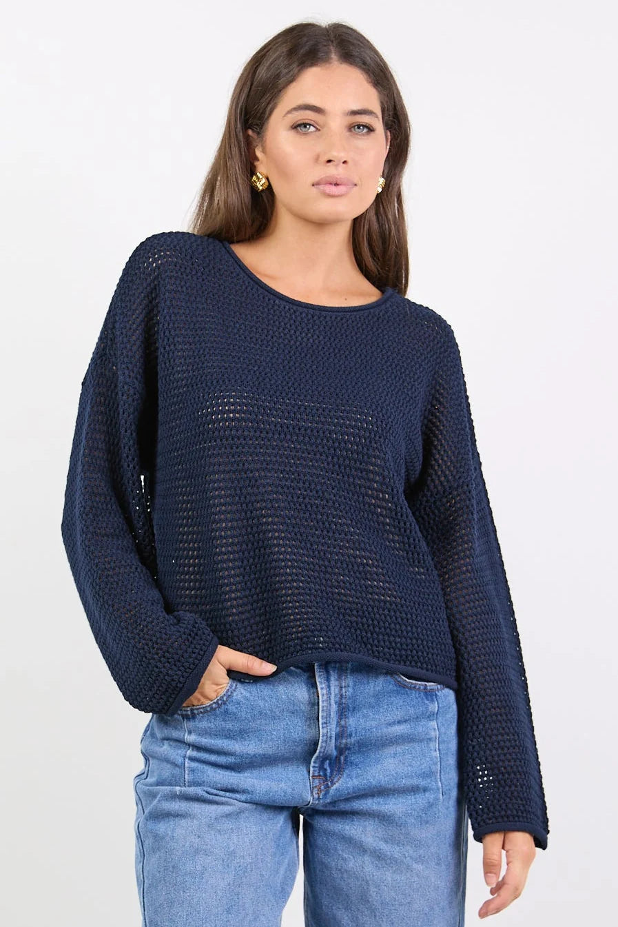 Dawn Ink Crochet Knit Jumper
