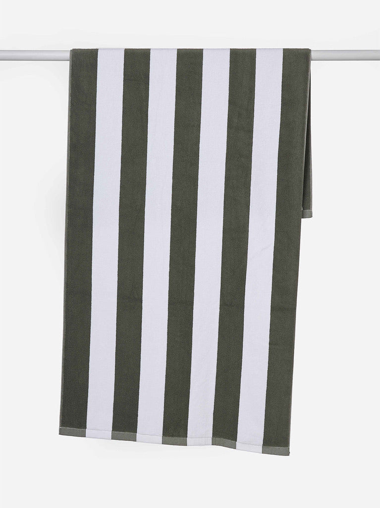 Stripe Beach Towel - Olive/White