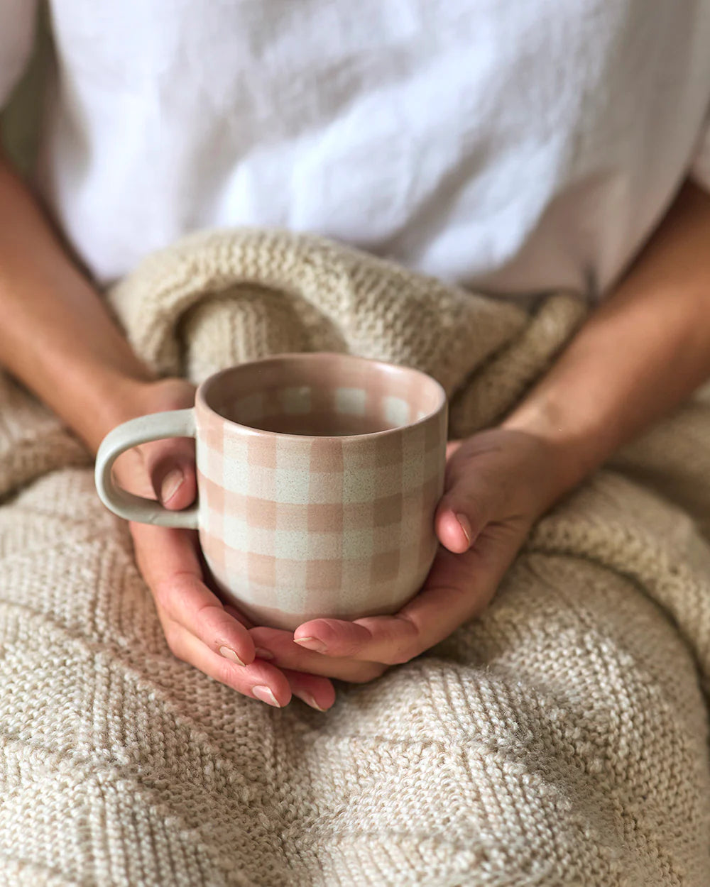 Soft Terracotta Check Mug - Cat's Pyjamas