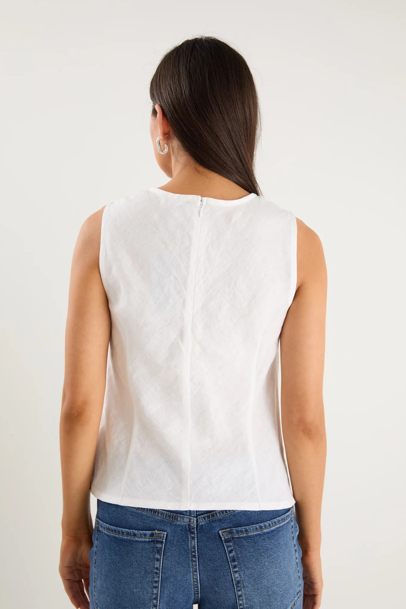 Shoreline Ivory Linen Bias Sleeveless Shell Top