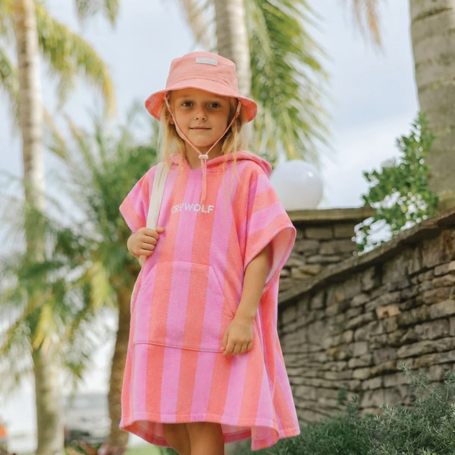 Hooded towel - Flamingo stripe
