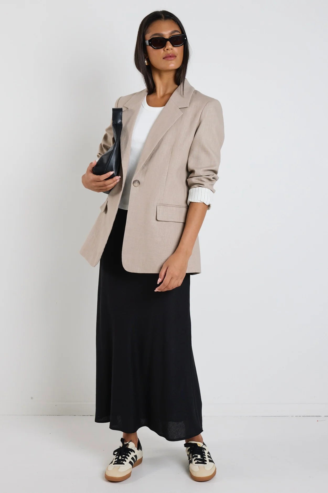 Dock Taupe Ramie Rolled Sleeve Blazer