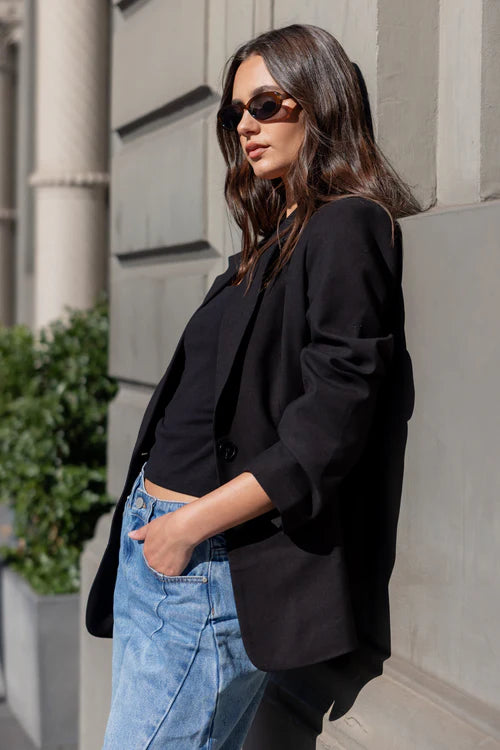 Diploma Black Two Button Vent Sleeve Blazer
