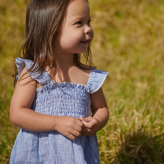 Gala Dress Linen - Blue Stripe