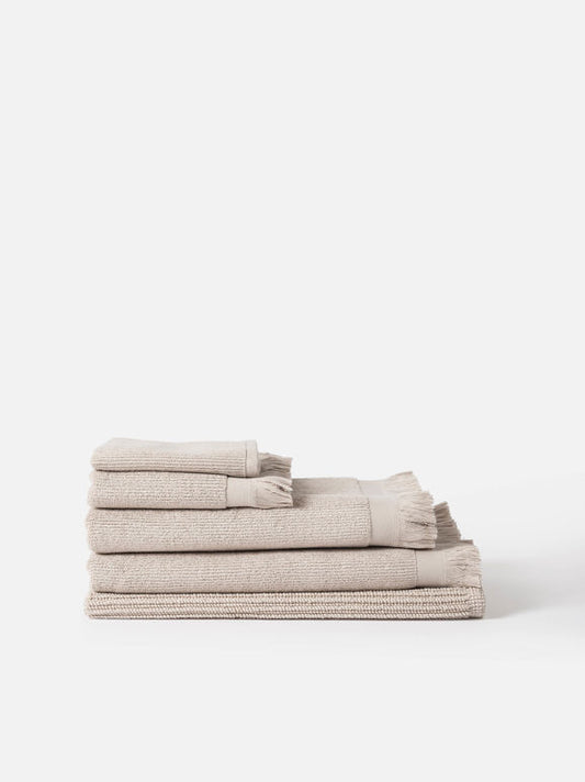 Ribbed Bath Towel Range - Oat