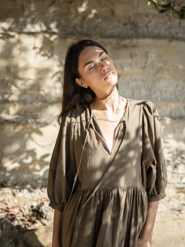 Cotton Midi Dress - Forest