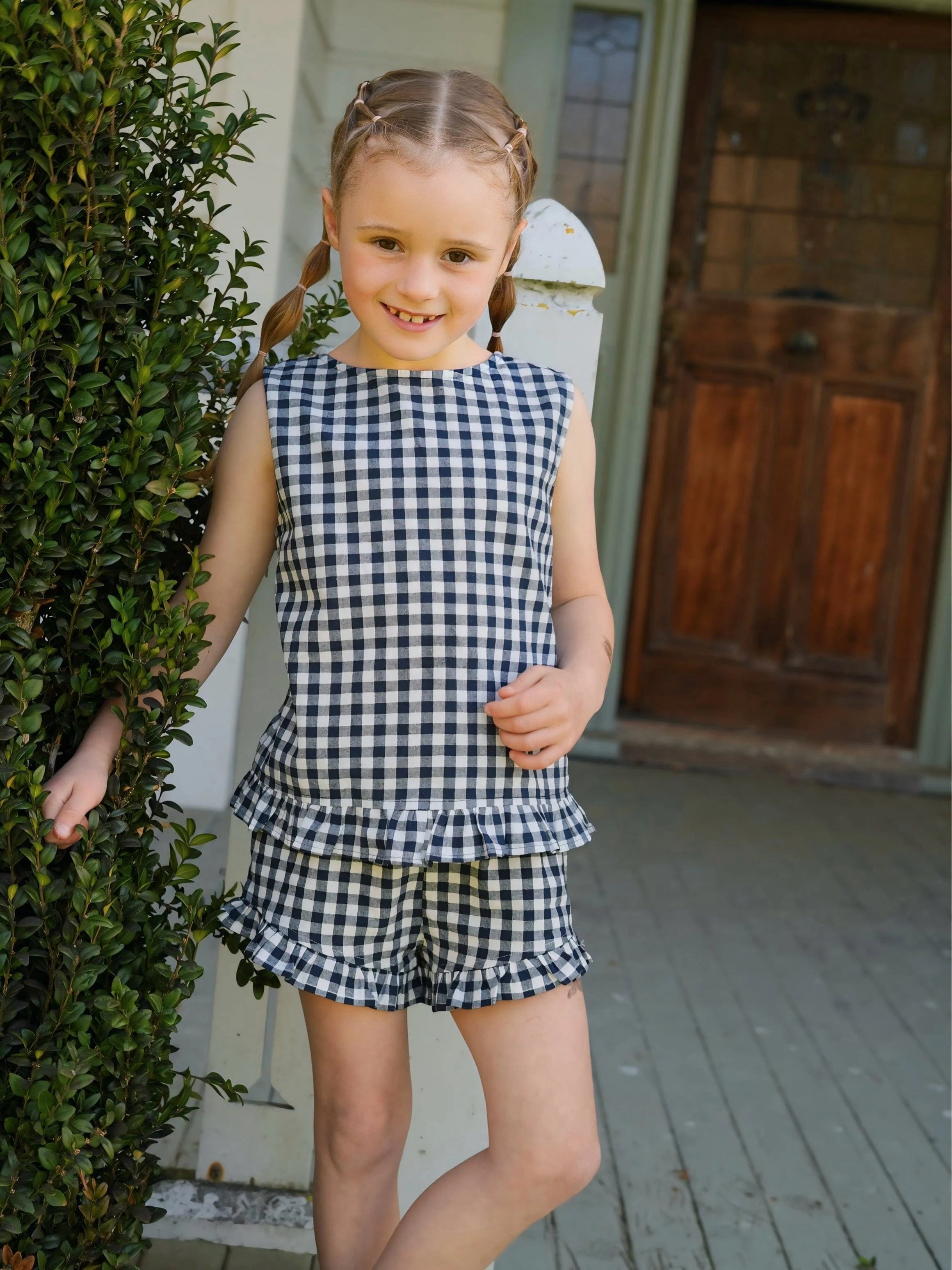 Bonnie cami top - Navy/White Gingham